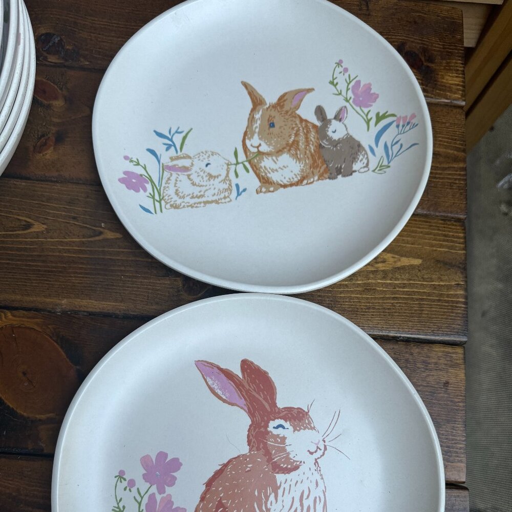 Threshold Bunny Salad Plates‎ – Bamboo Melamine Spring Easter Set of 2